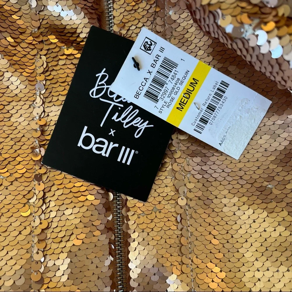 Becca Tilley for Bar III Rose Gold Sequin Mini Skirt M